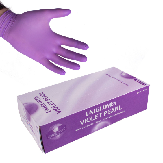 Confezione da 100 guanti in nitrile Violet Pearl Unigloves