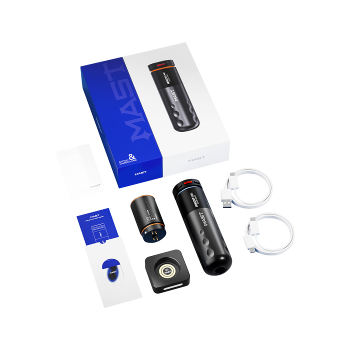 Penna per tatuaggi wireless Dragonhawk Mast Racer Pro con 2 batterie - Nero - Corsa 4,2 mm