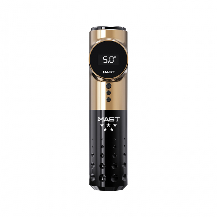 Macchina per tatuaggi wireless Dragonhawk Mast Archer 5 Star Series Pro - Nero e Oro - Corsa 3,5 mm