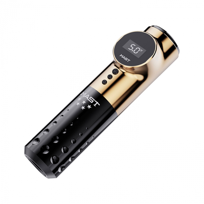 Macchina per tatuaggi wireless Dragonhawk Mast Archer 5 Star Series Pro - Nero e Oro - Corsa 3,5 mm