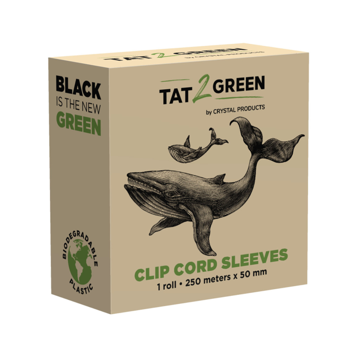 Tat2Green - Rotolo Non Tagliato di Coperture Nere per Cavi Clip Cord - 250m x 50mm
