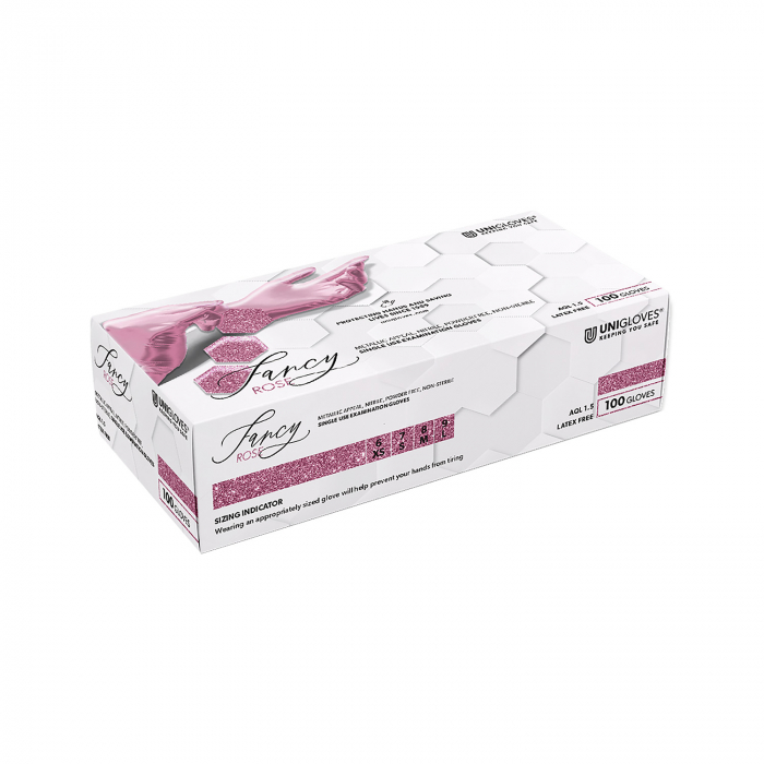 Scatola da 100 Guanti Unigloves Fancy Nitrile Rosa