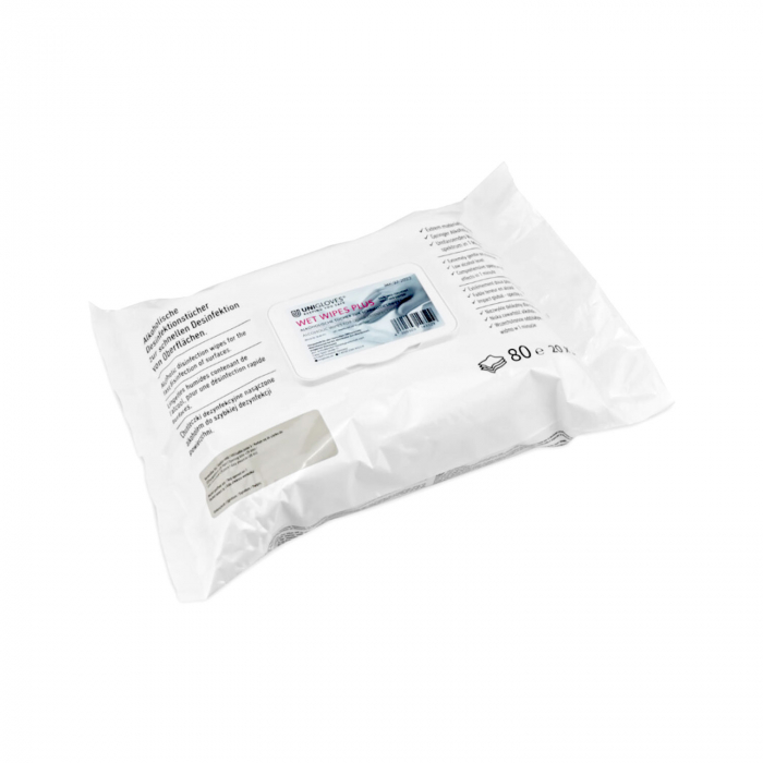 Confezione da 80 Unigloves Wet Wipes Plus senza aldeidi (250mm x 250mm)