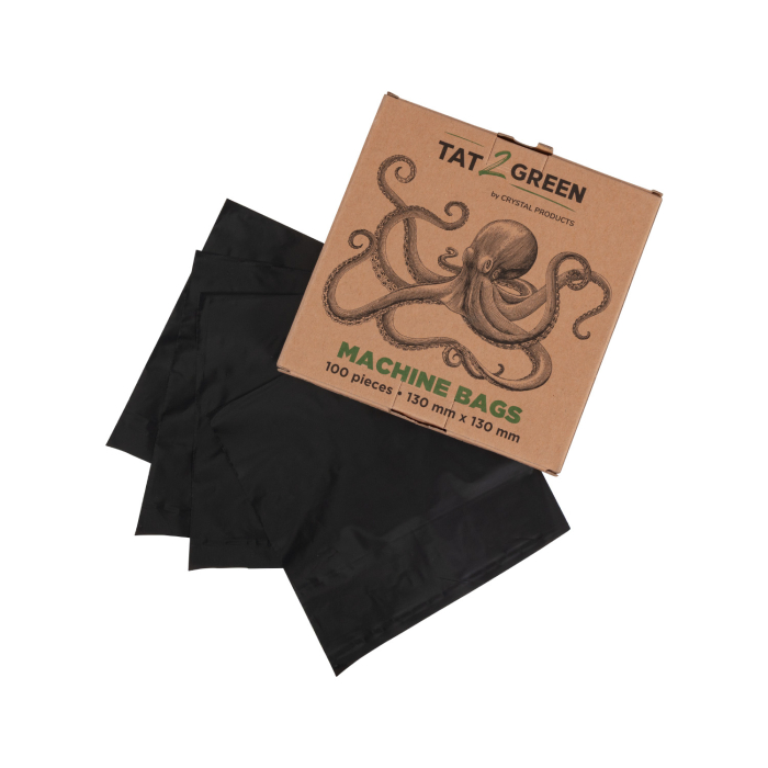 Confezione da 100 Tat2Green - Sacchetti Neri per Macchine - 130mm x 130mm