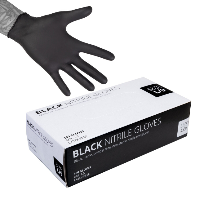 Confezione da 100 guanti in nitrile nero Unigloves Select Black