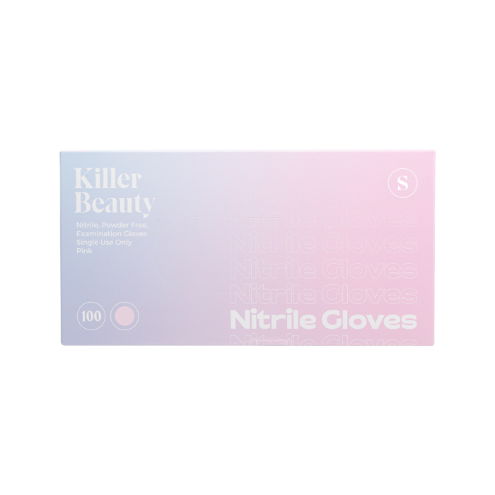 Confezione da 100 guanti in nitrile rosa Killer Beauty