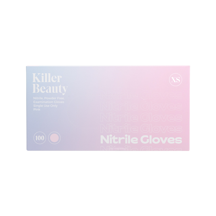 Confezione da 100 guanti in nitrile rosa Killer Beauty