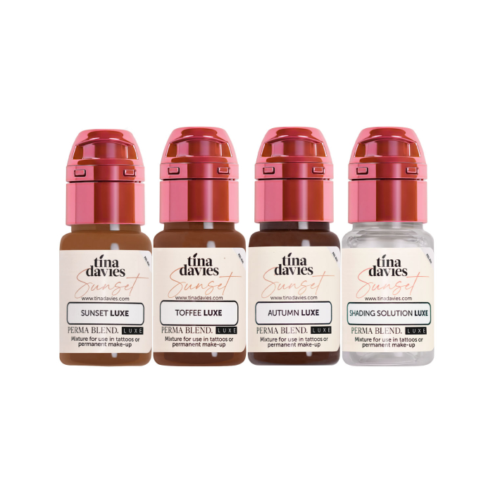 Perma Blend LUXE PMU - Collezione Sunset Brow di Tina Davies - Set completo di 4x15ml