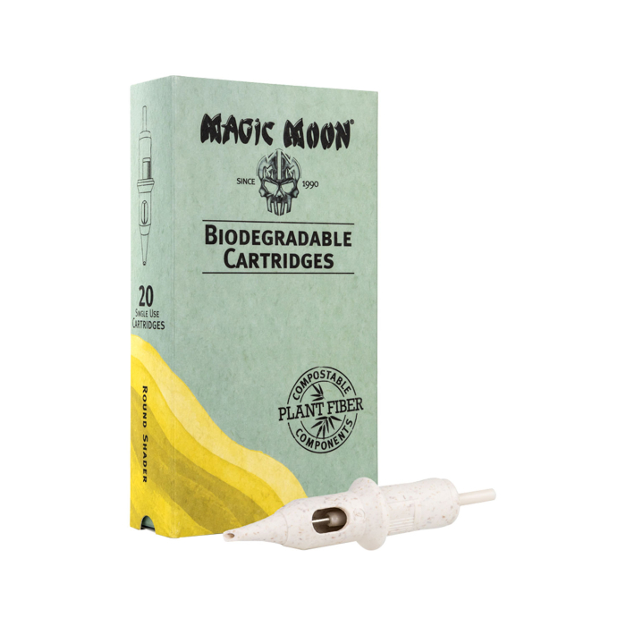 Confezione da 20 cartucce biodegradabili Magic Moon 0,35MM Round Shader Long Taper