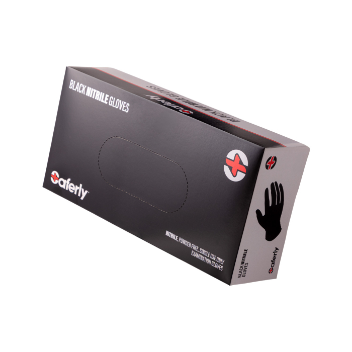 Box da 100 guanti nitrile neri Saferly - Confezione da 10