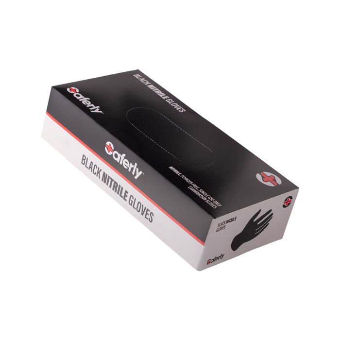Box da 100 guanti nitrile neri Saferly - Confezione da 10