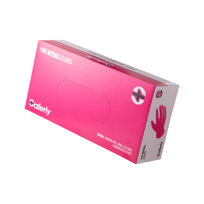 Box da 100 guanti nitrile rosa Saferly