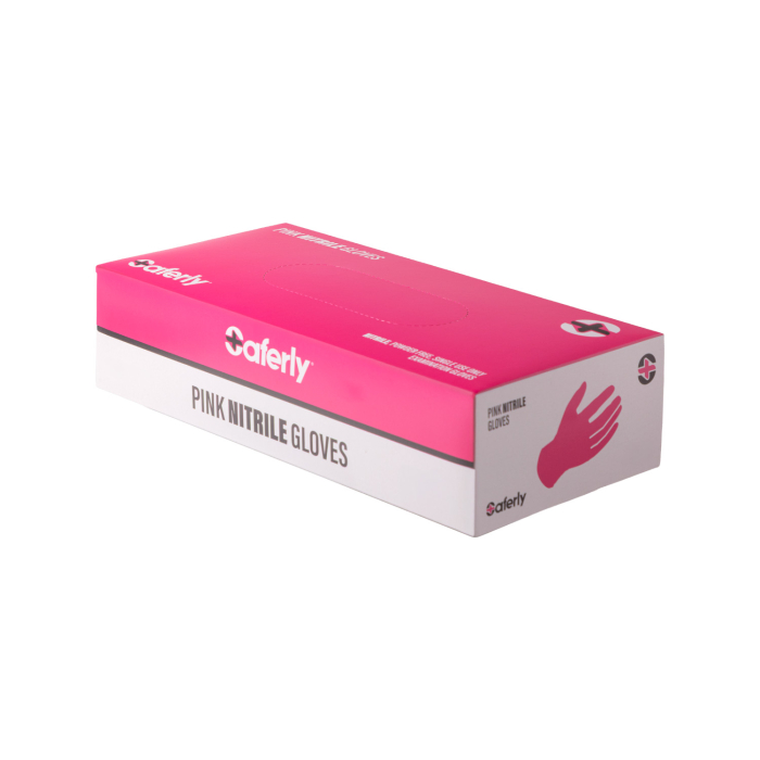 Box da 100 guanti nitrile rosa Saferly