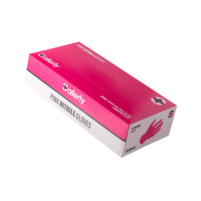 Box da 100 guanti nitrile rosa Saferly