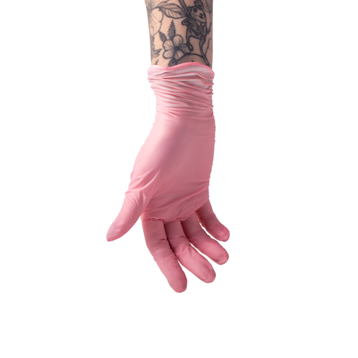 Box da 100 guanti nitrile rosa Saferly