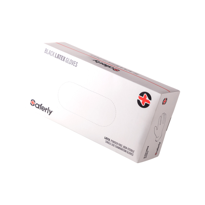 Box da 100 guanti in lattice neri Saferly - Confezione da 10