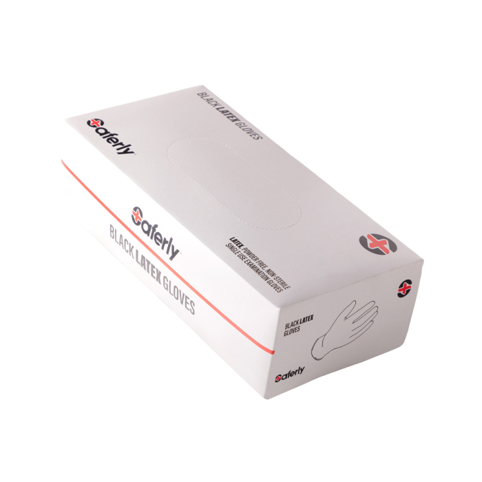 Box da 100 guanti in lattice neri Saferly