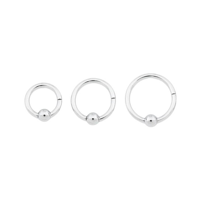 Anello con clicker a cerniera e perlina prigioniera in titanio Tilum con sfera