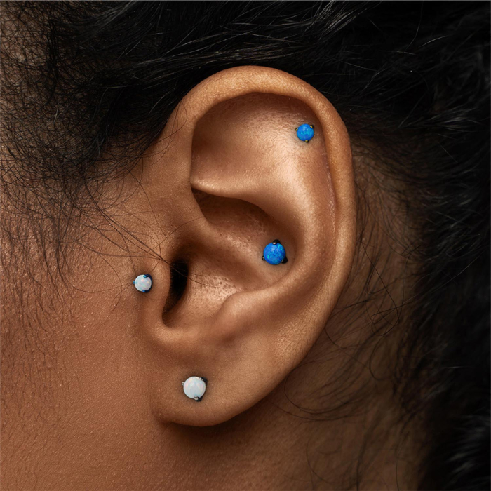 Sfera in opale con montatura a griffe senza filettatura in titanio Tilum