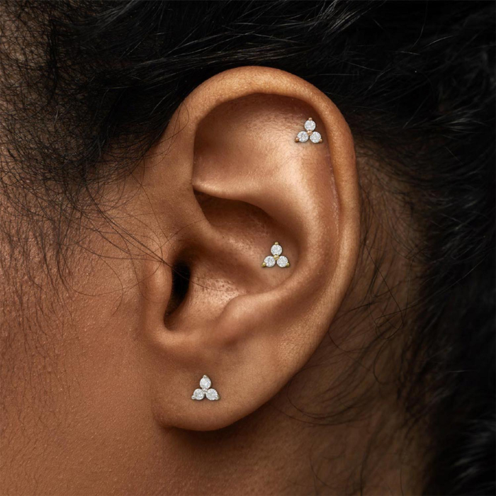 Top senza filettatura con gioiello Trinity Tilum in oro 14kt