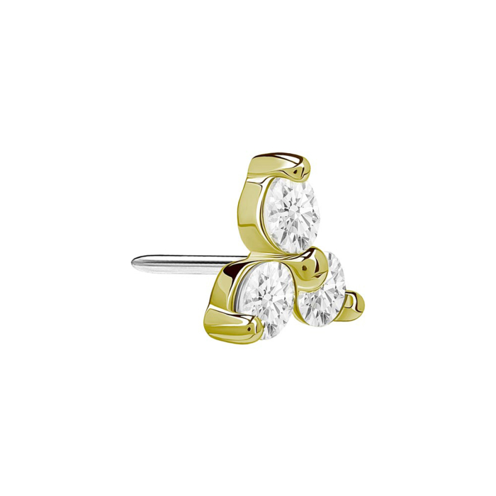 Top senza filettatura con gioiello Trinity Tilum in oro 14kt