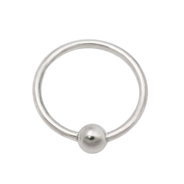 Anello con perlina fissa in titanio ricotto Tilum