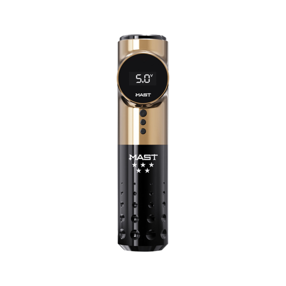 Macchina per tatuaggi wireless Dragonhawk Mast Archer 5 Star Series Pro - Nero e Oro - Corsa 3,5 mm