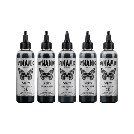 Dynamic Tattoo Ink - Platinum - Set Greywash Sayers 5 x 120 ml