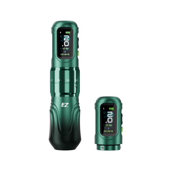 Penna per tatuaggi wireless EZ P6 con batteria aggiuntiva - Green Gradient