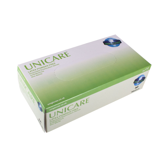 Confezione da 100 guanti in lattice naturale Unigloves Unicare