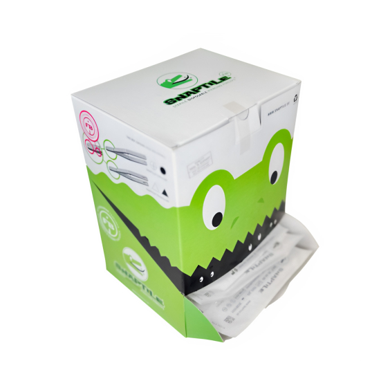 Confezione da 100 pinze sterili monouso Snaptile rotonde aperte per piercing