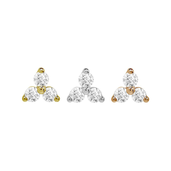 Top senza filettatura con gioiello Trinity Tilum in oro 14kt