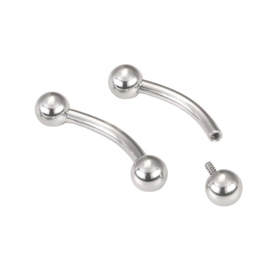 Barbell curvo in titanio con filettatura interna Tilum con sfere