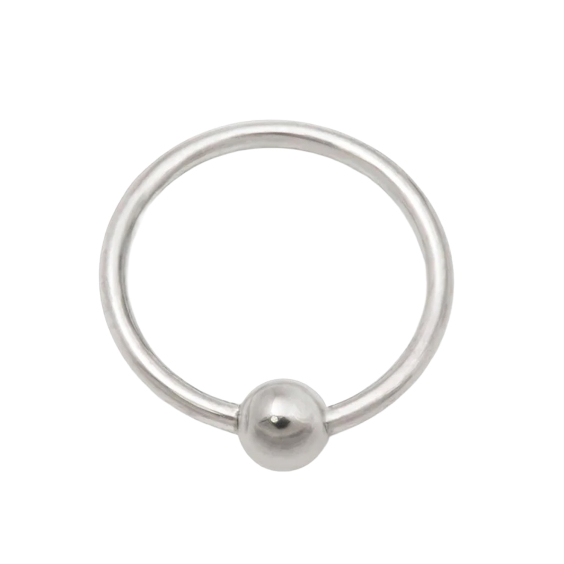 Anello con perlina fissa in titanio ricotto Tilum