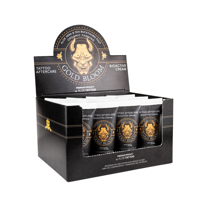 Tubetti Aloe Tattoo Gold Bloom Nuova Formula Aftercare con Espositore 12x30g