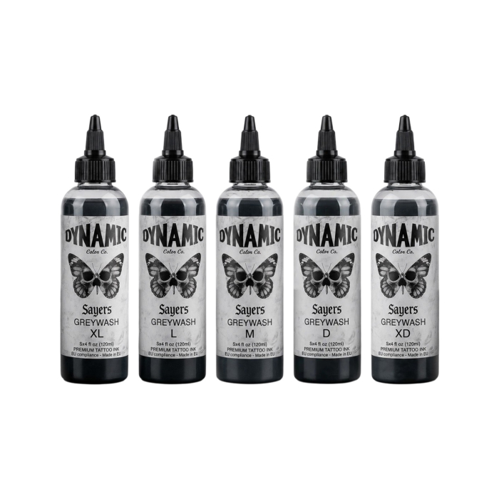 Dynamic Tattoo Ink - Platinum - Set Greywash Sayers 5 x 120 ml