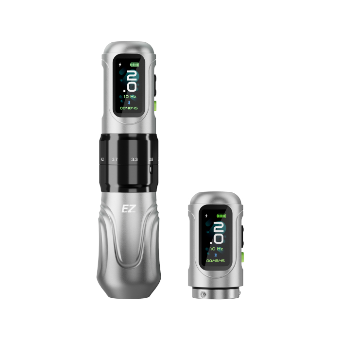 Penna per tatuaggi wireless EZ P6 con batteria aggiuntiva - Silver Gradient