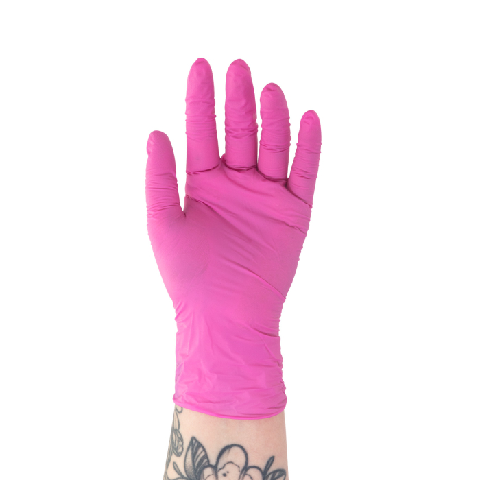 Confezione da 100 guanti in nitrile rosa Killer Beauty