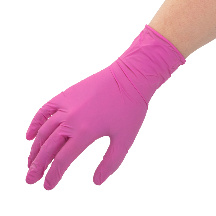 Confezione da 100 guanti in nitrile rosa Killer Beauty