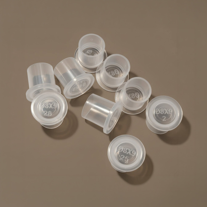 Sacchetto da 100 coppette per inchiostro antiribaltamento Organink in plastica riciclata - Trasparenti