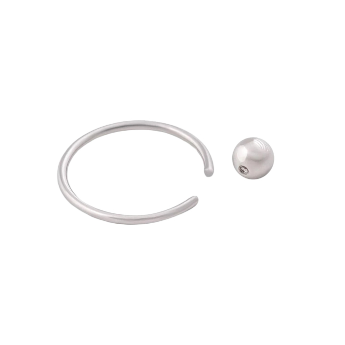 Anello con perlina prigioniera a scatto in titanio Tilum