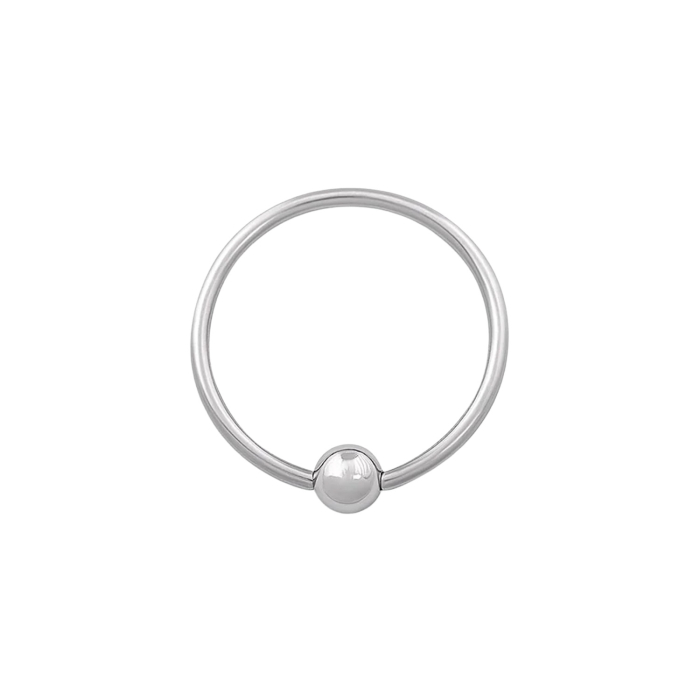 Anello con perlina prigioniera a scatto in titanio Tilum