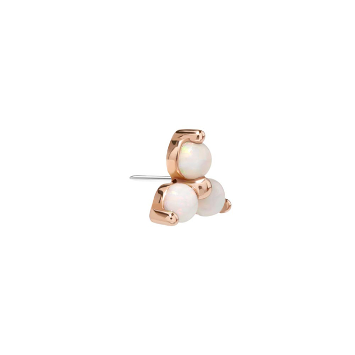 Top senza filettatura con opale Trinity Tilum in oro 14kt