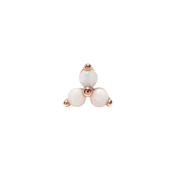 Top senza filettatura con opale Trinity Tilum in oro 14kt