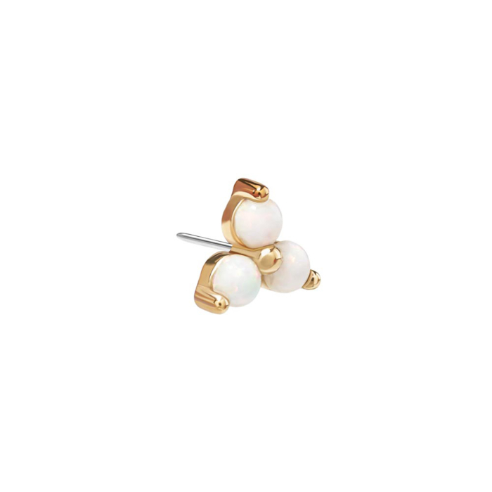 Top senza filettatura con opale Trinity Tilum in oro 14kt