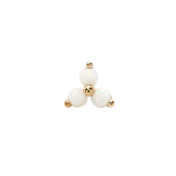 Top senza filettatura con opale Trinity Tilum in oro 14kt