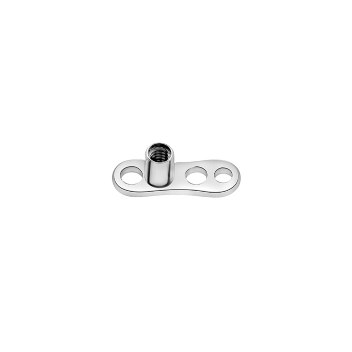 Ancoraggio dermico in titanio Tilum 14G - Rialzo 2 mm - Base a 3 fori - 14G