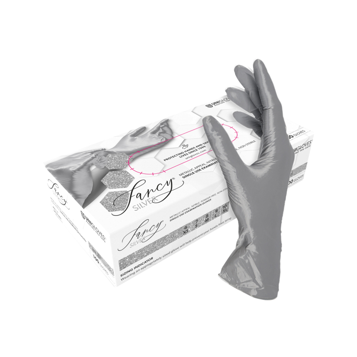 Scatola da 100 guanti Unigloves Fancy Nitrile Argento