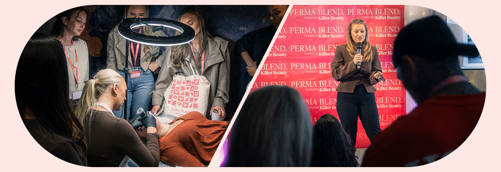 Una dimostrazione di lip blush e un intervento a un evento PMU.